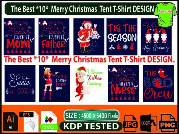 Merry Christmas Best Tent T-Shirt Design Graphics for Local Business Branding