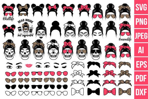Messy Bun Svg Bundle for Handmade and Printable Creations