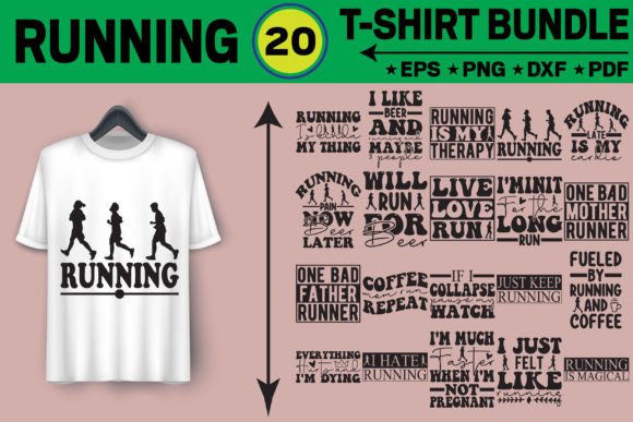 Running T-Shirt Design Bundle – A Versatile Graphic for Merch Creators